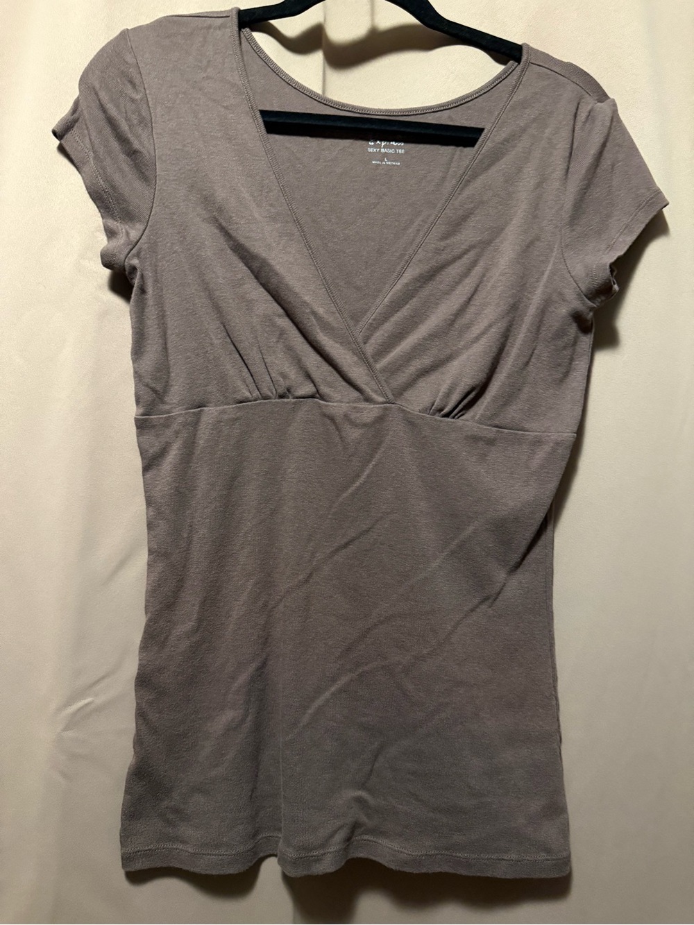 Vintage Y2K Express Grey Empire Waist V-Neck Top - L